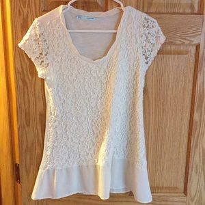 White lace front blouse